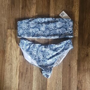 Floral Blue and White Bikini Set